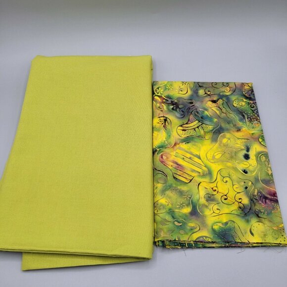 Wavy Amoeba Flowers Scrolls Leaves Coordinating Fabric Quilting Sewing 2 1/2 Yd - Picture 3 of 3